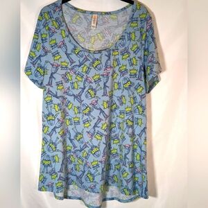LuLaRoe Toy Story Woody Buz Alien Character Crew Neck Short Sleeve Shirt Size XL